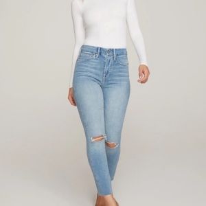 Good American good waist distressed cropped jeans